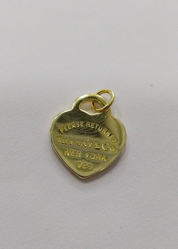 Tiffany&Co Altın Renkli Zincir Detaylı Kalp Kolye Ucu - Görsel 9