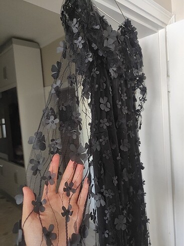 Çiçekli Siyah elbise - Görsel 4