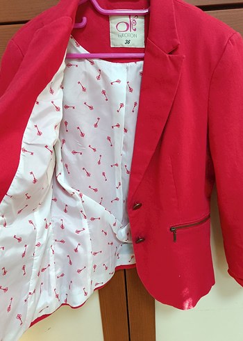Kırmızı Düğmeli Kadın Blazer Ceket - Görsel 5