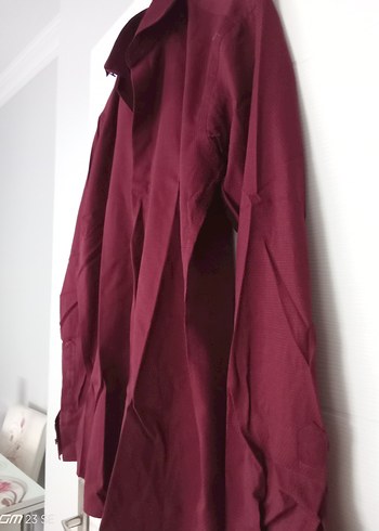 m Beden bordo Renk Erkek Bordo Uzun Kollu Baskılı Gömlek
