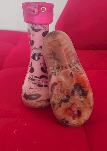 24 Beden Kız Çocuk Pembe Minnie Mouse Desenli Yağmur Çizmesi