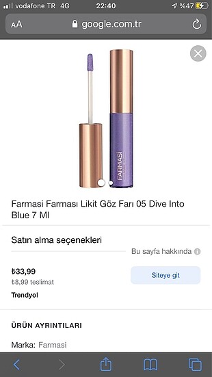 Mavi likit göz farı