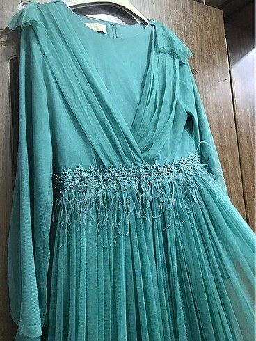 40 Beden yeşil Renk Tesettür Elbise