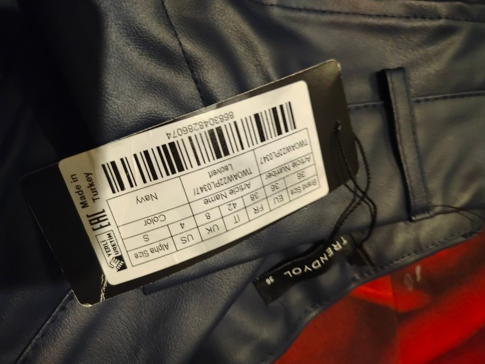 Kadın Lacivert Deri Kumaş Pantolon - Görsel 3