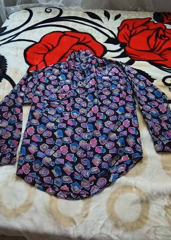 Düğmeli Gri Desenli Kadın Gömlek - Görsel 6