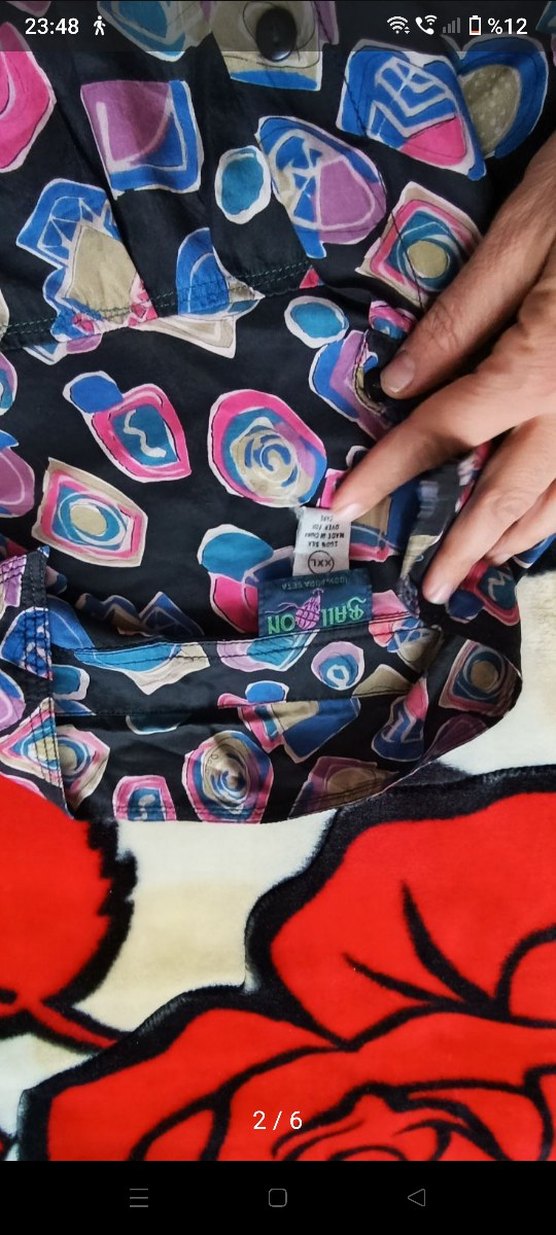 Düğmeli Gri Desenli Kadın Gömlek - Görsel 2