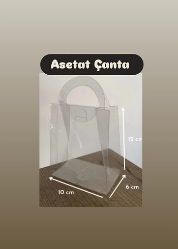 Şeffaf Asetat Çanta - 12x10x6 cm