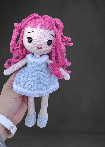 Beden Pembe Saçlı Pastel Renkli amigurami Bebek