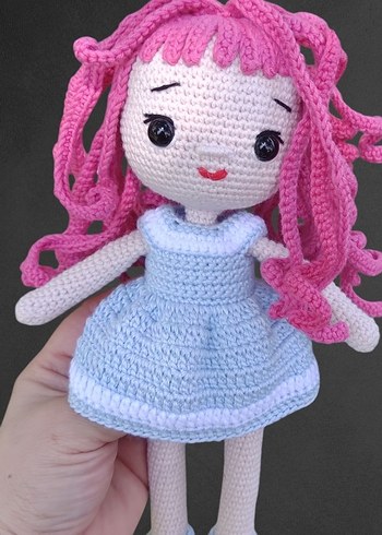 Beden Renk Pembe Saçlı Pastel Renkli amigurami Bebek