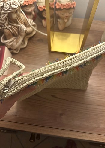 Beden Renkli Detaylı Örgü Bohem Kadın Portföy Çanta