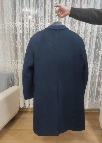 Lacivert Erkek Yün Palto, Düğmeli, Uzun Kesim - Görsel 2