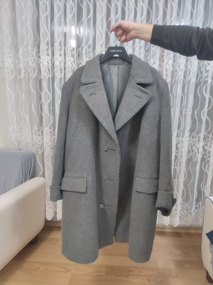 Gri Midi Boy Erkek Yün Kaban Alman malı Vintage Ürün - Görsel 2