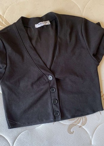 Kız Çocuk Siyah V Yaka Kısa Kollu Bolero