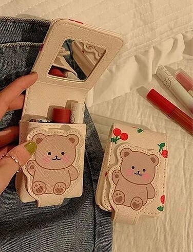 aynalı mini makyaj çantası
