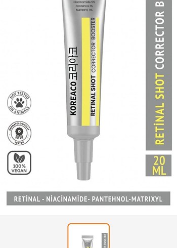KOREACO Retinal Shot Corrector Booster Krem 20 ml ADET FİYATIDIR - Görsel 2