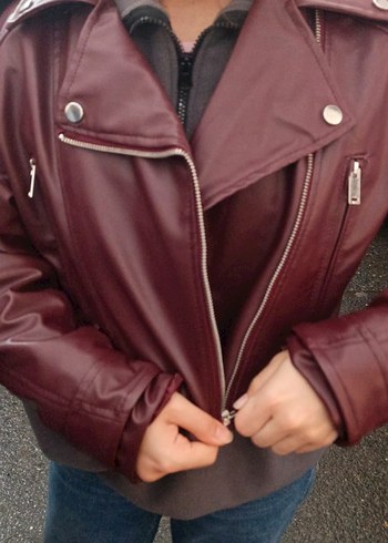 Bordo Kadın Deri Ceket 0 ürün - Görsel 5