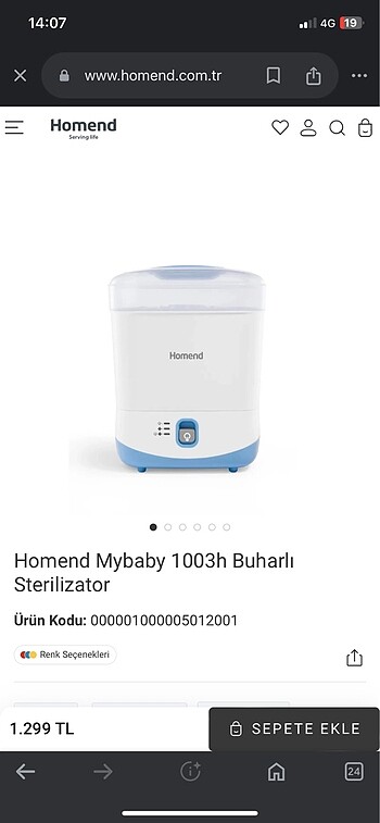 Homend Sterilizatör Bebek