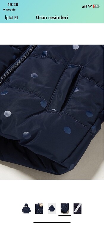 S.Oliver Lacivert Puantiyeli Kalın Kaban - Görsel 5