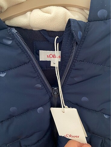 S.Oliver Lacivert Puantiyeli Kalın Kaban - Görsel 7