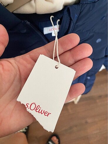 S.Oliver Lacivert Puantiyeli Kalın Kaban - Görsel 8