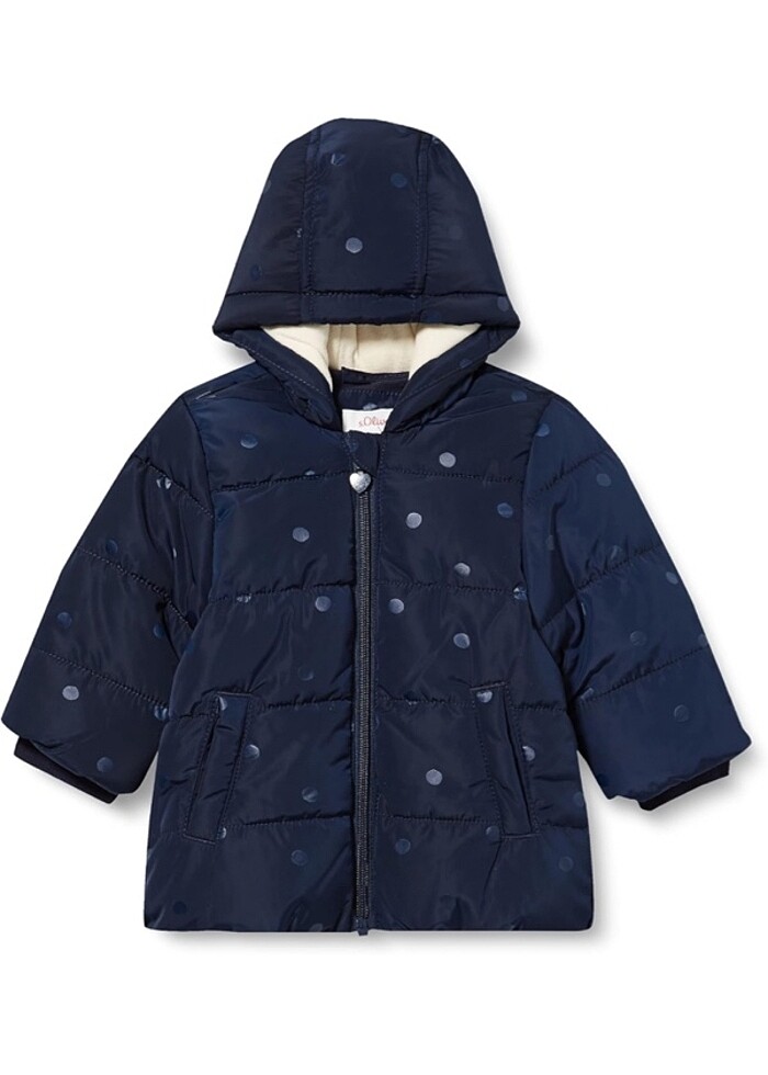 S.Oliver Lacivert Puantiyeli Kalın Kaban - Görsel 2
