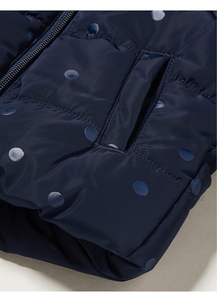 S.Oliver Lacivert Puantiyeli Kalın Kaban - Görsel 5