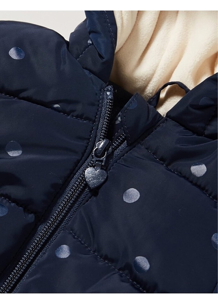 S.Oliver Lacivert Puantiyeli Kalın Kaban - Görsel 4