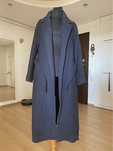 Batik Lacivert Uzun Kaşe manto palto kaban