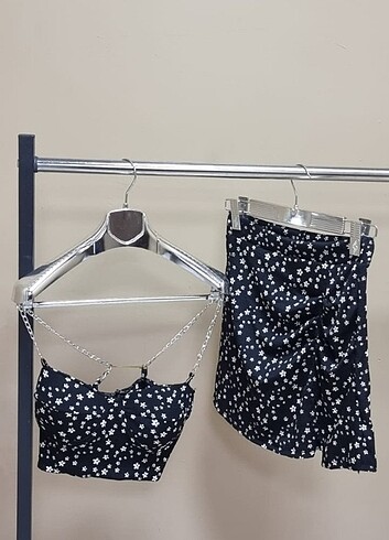 Diğer Crop şort etek takım