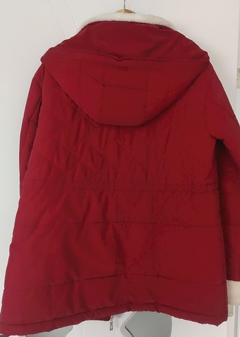 Kırmızı yumuşacık Kışlık Kürklü Mont - Görsel 2