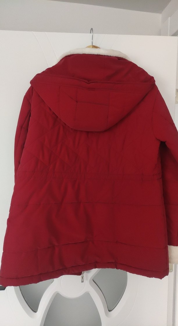 Kırmızı yumuşacık Kışlık Kürklü Mont - Görsel 2