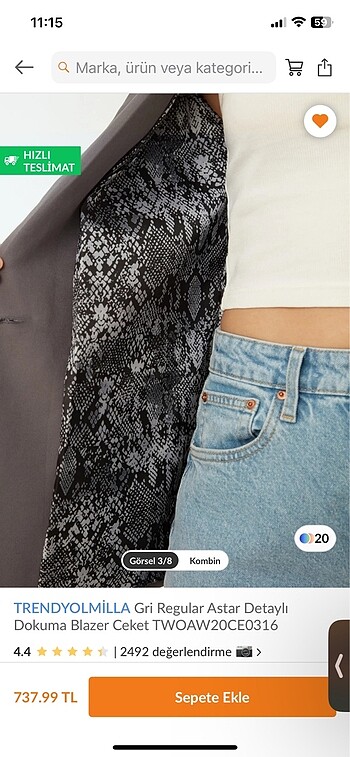 Trendyol & Milla Gri Blazer Ceket