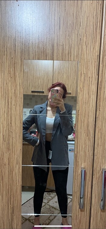 40 Beden Gri Blazer Ceket