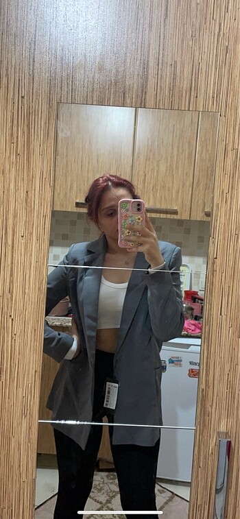 40 Beden gri Renk Gri Blazer Ceket