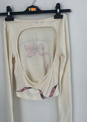 Bershka Beyaz Baskılı Triko Kazak