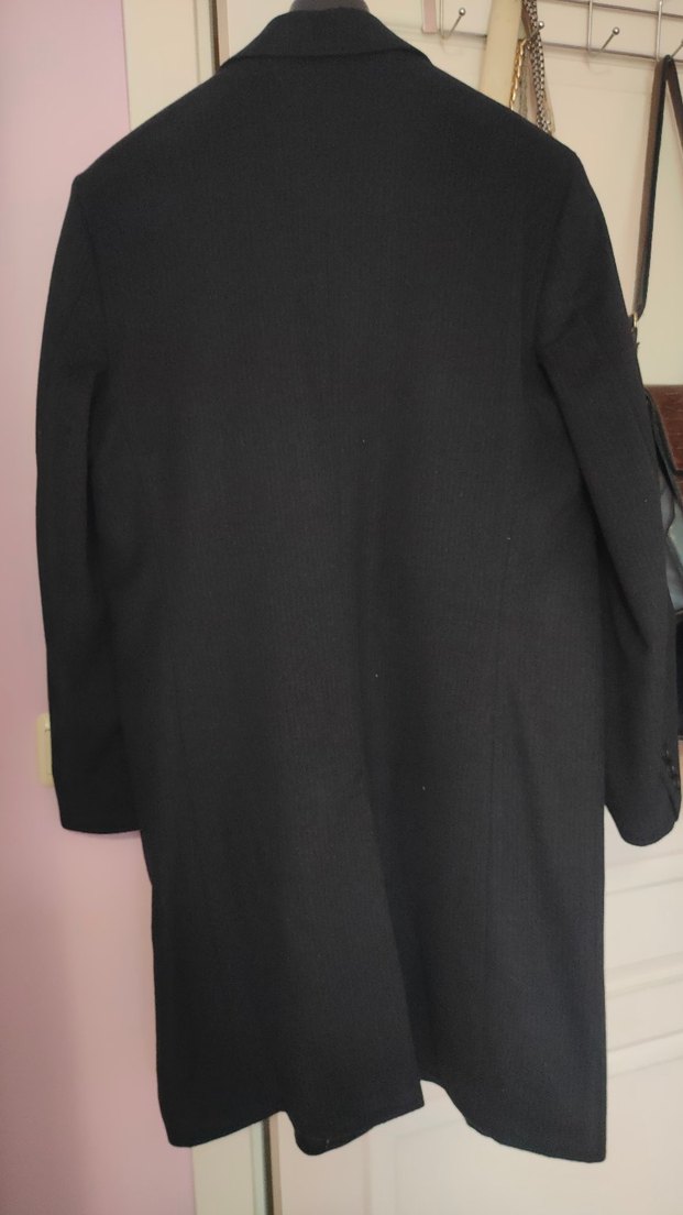 Erkek Siyah Düğmeli Midi Kaban - Görsel 2