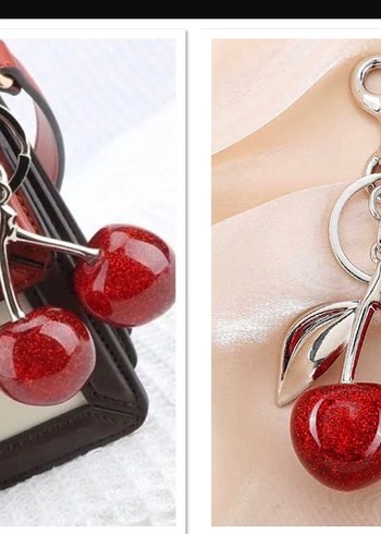 Parlak Kırmızı Kiraz Anahtarlık - Görsel 2