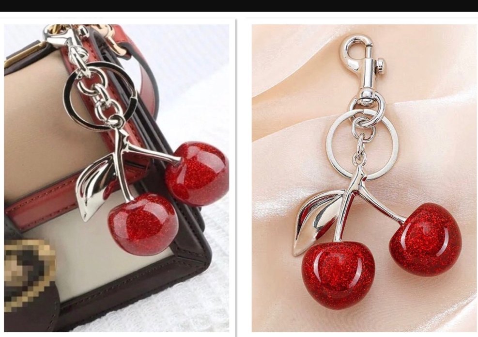 Parlak Kırmızı Kiraz Anahtarlık - Görsel 2