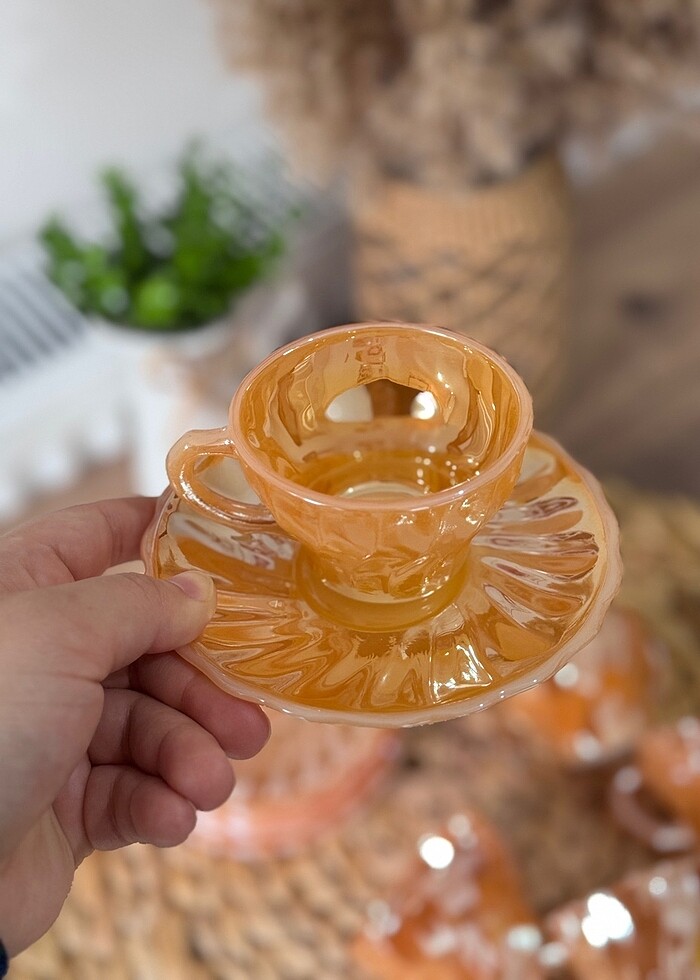 Sarı fincan takımı antika 45 yıllık - Görsel 4