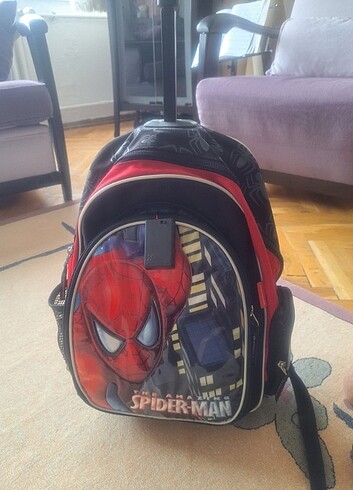 Okul çantası Orijinal Lisanslı Spiderman Işıklı Çekçekli Okul Ç