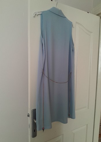 Bebe mavisi Uzun Kesim Kadın Yelek - Görsel 3