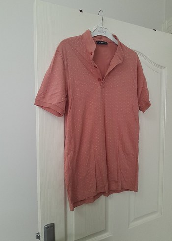 Erkek Pembe Keten Polo Tişört - Görsel 3