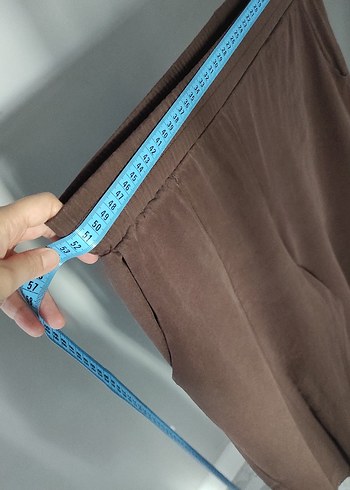 xl Beden kahverengi Renk Kadın Kahverengi Keten Salaş Pantolon, Touche marka