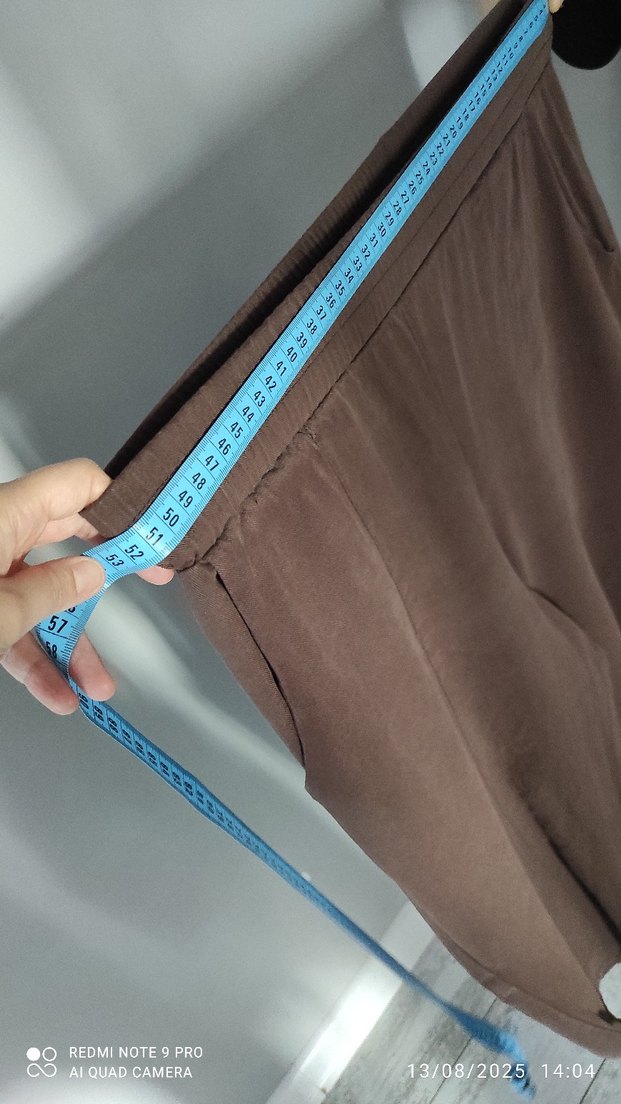 Kadın Kahverengi Keten Salaş Pantolon, Touche marka - Görsel 4