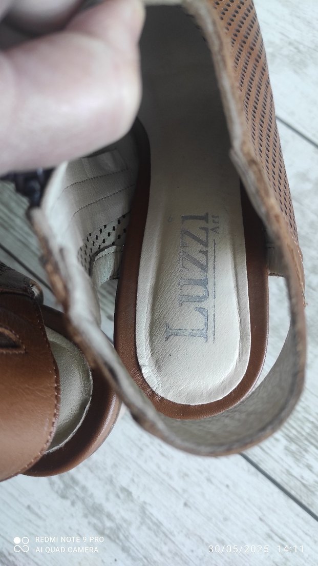 Kahverengi Deri Kadın Dolgu Topuklu Sandalet - Görsel 5