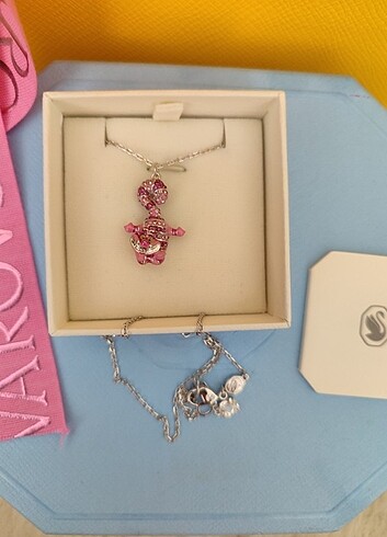 Beden pembe Renk Swarovski Alice Kedi Kolye