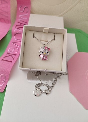 Beden pembe Renk Swarovski Hello Kitty Kolye