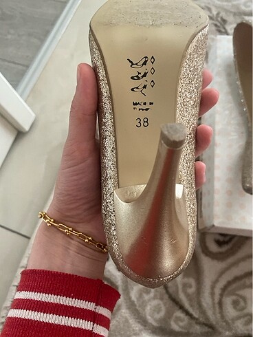 38 Beden altın Renk Gold topuklu ayakkabı