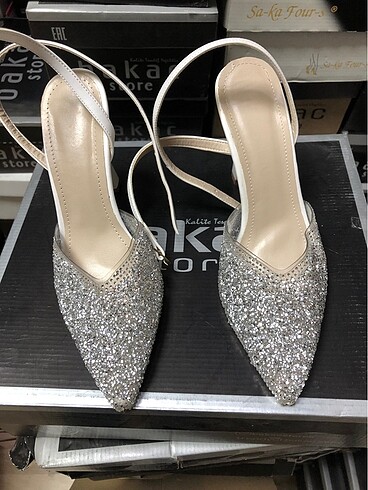 Gri Stiletto Ayakkabı-067