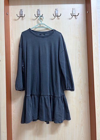 Bershka Gri Volanli Kislik Rahat Elbise